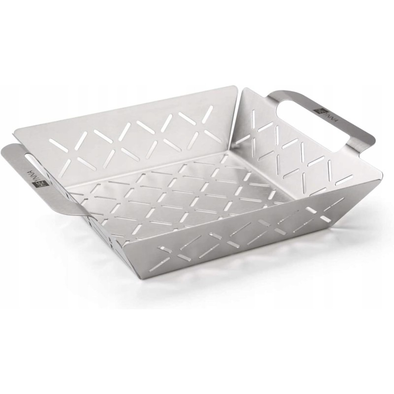 Grilio grotelės, kepimas, kvadratinis plieninis padėklas, grilio padėklas