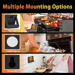 skaitmeninis mėsos termometras teplom, su apšvietimu LCD ekranu, nerūdijančio plieno zondu, magnetu ir laiko nustatymo funkcija,