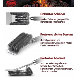 Aukščiausios kokybės grilio šepetys, nerūdijančio plieno ašmenys, greitas valymas