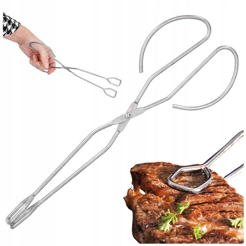 Grilio žnyplės virtuvinės žnyplės žirklės 27 cm nerūdijančio plieno mėsai