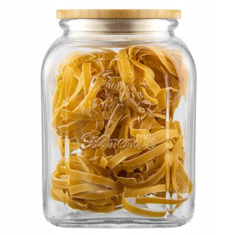 1,4l stiklinis indas su bambukiniu dangteliu maistui