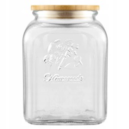 1,4l stiklinis indas su bambukiniu dangteliu maistui