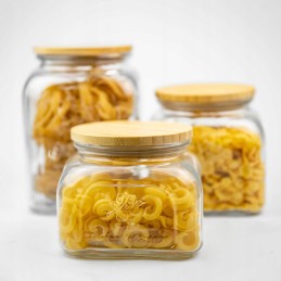 1,4l stiklinis indas su bambukiniu dangteliu maistui