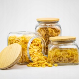 1,4l stiklinis indas su bambukiniu dangteliu maistui