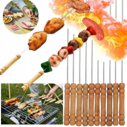 10 šašlyko grilio iešmelių su rankenomis rinkinys