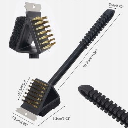 Ilgas grandiklis ir šepetys grilio grotelių valymui - 36cm