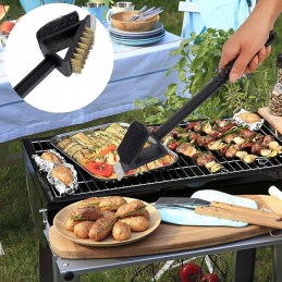 Ilgas grandiklis ir šepetys grilio grotelių valymui - 36cm