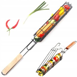 Kebabų grotelės, krepšelis iešmams, daržovėms, mėsai kepti, 49 cm