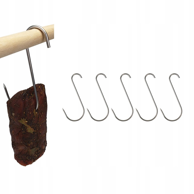 Kabliukas kumpio mėsai s18 liuksai 4mm 18cm inox 5 vnt.