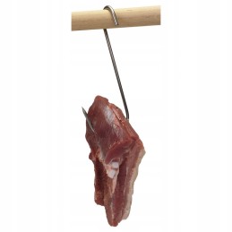 Kabliukai šoninės šonkauliams rūkyti, susukti, stori, 4mm 17cm inox, 5 vnt.