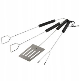 Grilio priedų rinkinys, 3 vnt., mentelė, žnyplės, šakutės