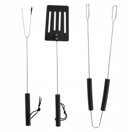 Grilio priedų rinkinys, 3 vnt., mentelė, žnyplės, šakutės