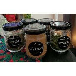 Stiklinis 130 ml indas su metaliniu dangteliu, skersmuo 53 mm.