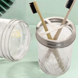 Mason jar stiklinis indas dantų šepetėliams