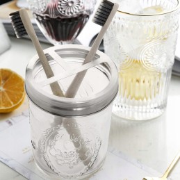 Mason jar stiklinis indas dantų šepetėliams