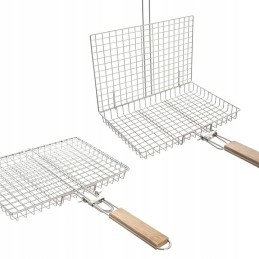 Metalinių grotelių krepšys mėsai ir daržovėms kepti ant grotelių