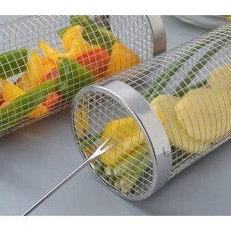 Krepšelis daržovėms kepti, apvalios grilio grotelės su kabliuku