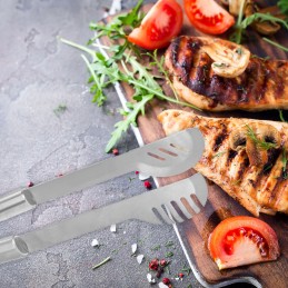 Mėsos grilio žnyplės, ilgos, besisukančios, metalinės, 44 cm, tvirtos