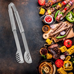 Virtuvinės mėsos kepsninės žnyplės, ilgio 44 cm, serviravimui, tvirto plieno