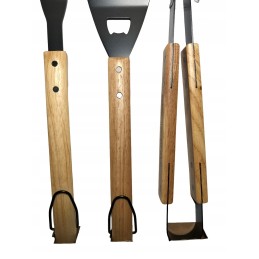 845 masyvus bbq grilio rinkinys, storas plienas, mediena, 3 vnt