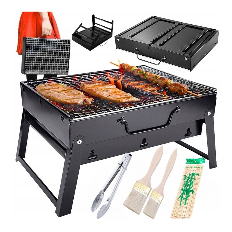 ⭐Turistinis grilis, sulankstomas mini kepsninės lagaminas + pagaliukai + žnyplės + šepetys⭐