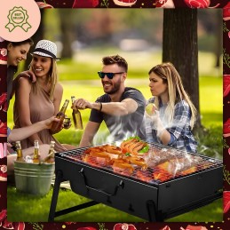 Garden charcoal grill, portable, foldable, picnic + kindling