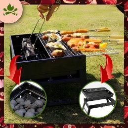 Garden charcoal grill, portable, foldable, picnic + kindling