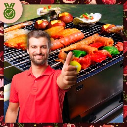 Garden charcoal grill, portable, foldable, picnic + kindling