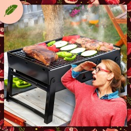 Garden charcoal grill, portable, foldable, picnic + kindling