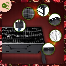 Garden charcoal grill, portable, foldable, picnic + kindling