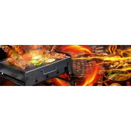 Garden charcoal grill, portable, foldable, picnic + kindling