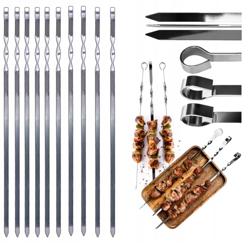 Ilgi plieniniai iešmeliai iešmams kepti ant grotelių