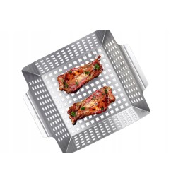 Grilio grotelės, padėklas, grotelės žuviai, mėsai kepti, plieno lakštas, 46x30cm