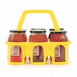 Geltona punetė skirta medaus stiklainiams transportuoti