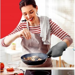 2 vnt grilio virtuvinės pirštinės, karščiui atsparios, židinys, orkaitė, židinys, pilka