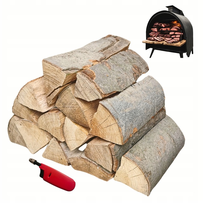 Buko mediena rūkymui 20kg, naminis mėsos rūkymas, rūkykla + degiklis