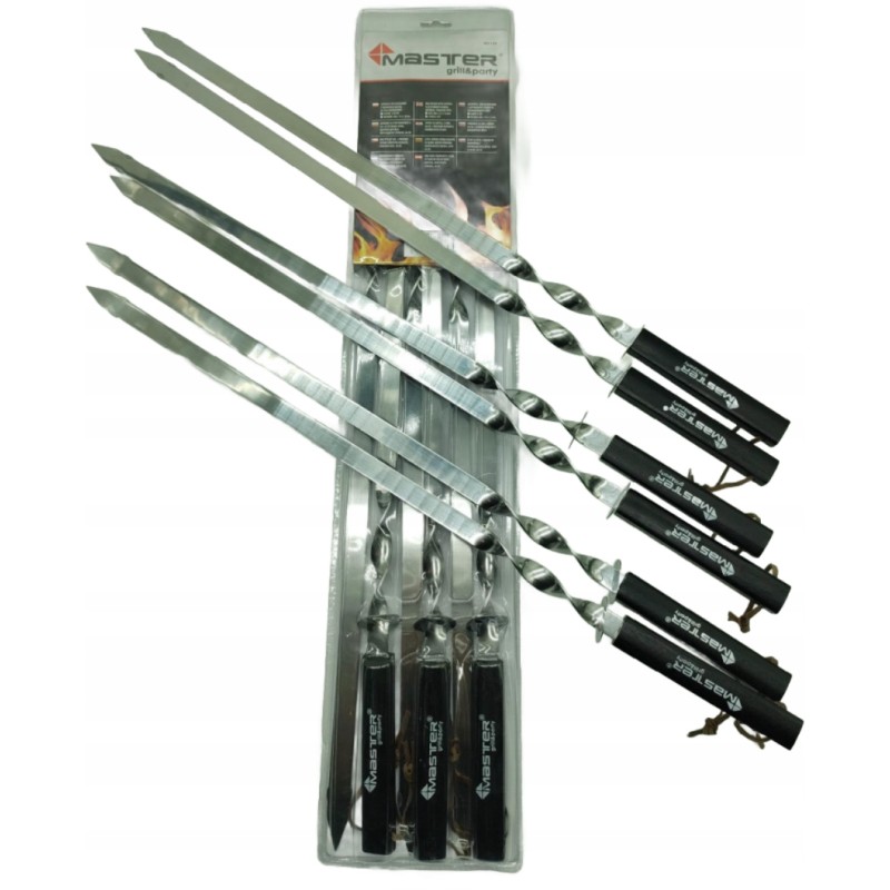 Champura iešmeliai su medine rankena master grill&party 60 cm 6 vnt.