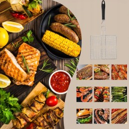 Grilio grotelės, krepšelis mėsai, žuviai, daržovėms kepti, uždaras, grotelės 23x25