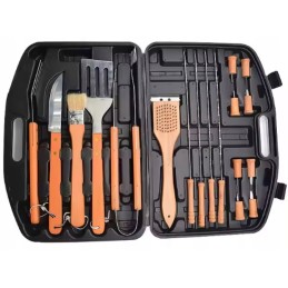 Grilio reikmenų rinkinys su medine rankena ir patogiu dovanų dėklu