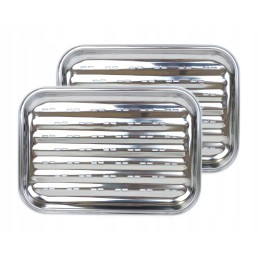 Daugkartinio naudojimo nerūdijančio plieno kepsnių padėklai Kieto plieno padėklai 2 vnt