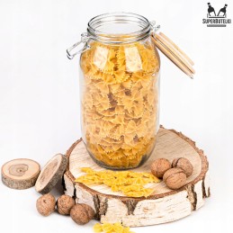 Stiklinis indelis / talpa 2300 ml su mediniu bambukiniu dangteliu + mechaniniu uždarymu + sandarikliu