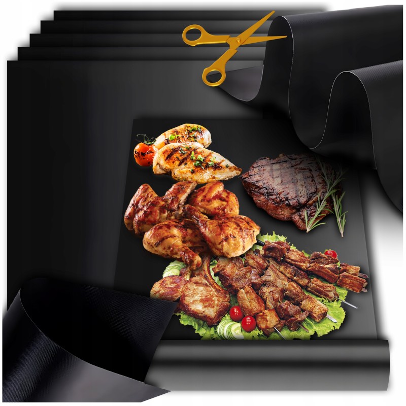 Tefloninio kilimėlio grilio kilimėlis kepimui daugkartinio naudojimo bbq padėklas 5 vnt