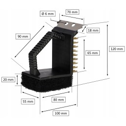 Trys viename grandiklio šepetys grotelių grotelėms valyti