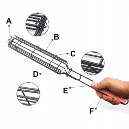 Plieninis grilio krepšelis iešmams kepti, uždaras mėsai kepti