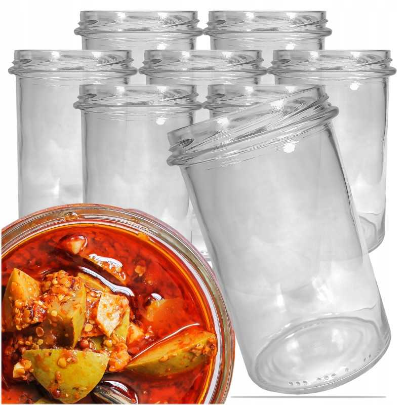 Masono stiklainiai stiklinis indelis medaus uogienei 0,545l 545ml fi82 6 kabliukų rinkinys 8 vnt.