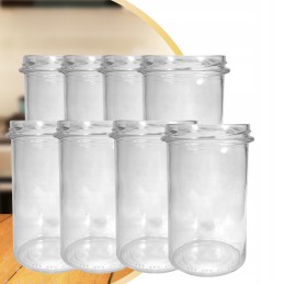 Masono stiklainiai stiklinis indelis medaus uogienei 0,545l 545ml fi82 6 kabliukų rinkinys 8 vnt.