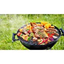 Grilio grotelės su rankenomis, nerūdijančio plieno, apvalios, 44 cm