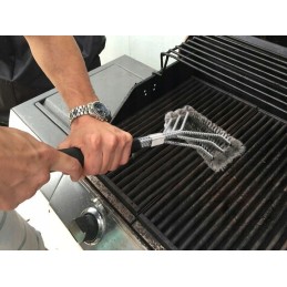 Didelis 45 cm metalinis trigubas vielinis šepetys grotelių valymui