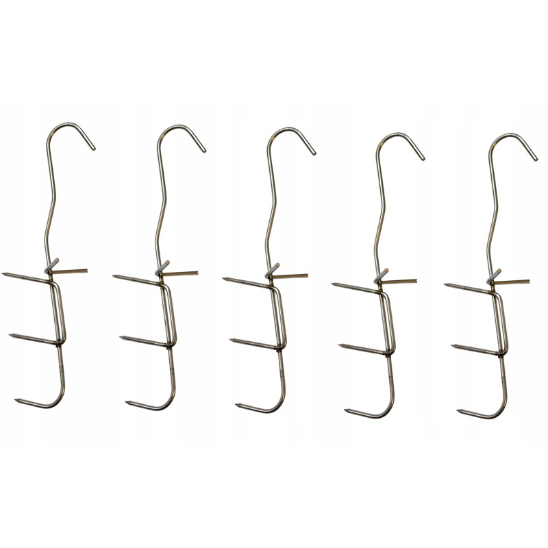 Trigubi žuvies rūkymo kabliukai su barstytuvu - rinkinyje 5 vnt