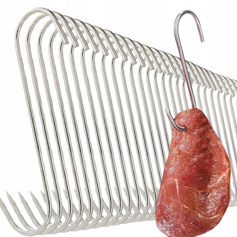 20 x rūkymo kabliukai žuvies mėsai nerūdijančio plieno rūkymo kabliukai 15cm